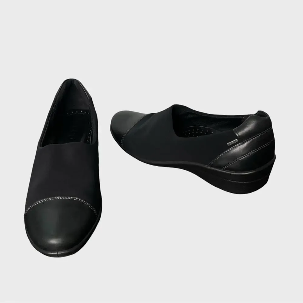 ECCO Size 40 Soft 7 Wedge Gore-Tex Slip-On Sneaker Black Waterproof Comfort Shoe